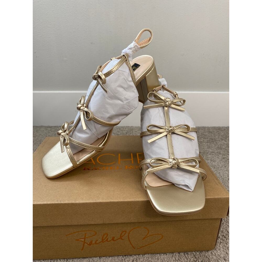 New Rachel Roy Cologne Heeled Sandal Size 8.5 Gold - Picture 3 of 7